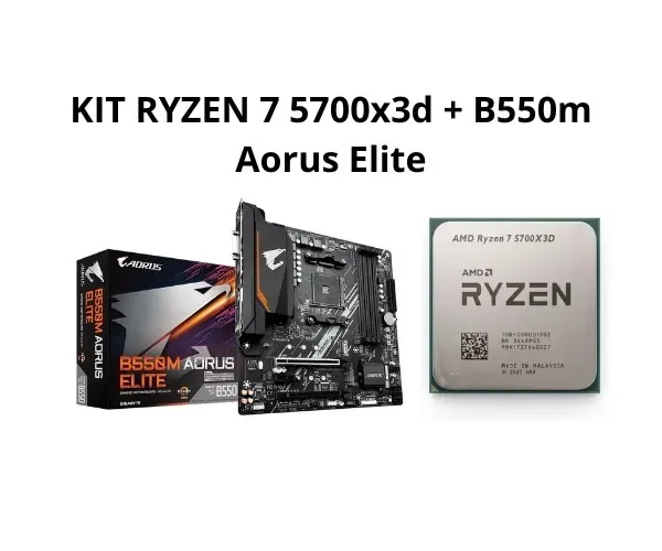 Kit processador ryzen 7 5700x3d + placa mãe b550 elite 