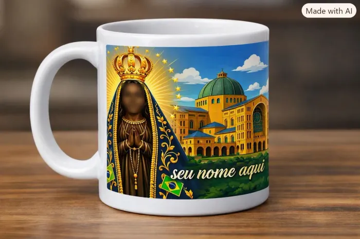 Caneca nrsa Sra aparecida personalizada com seu nome
