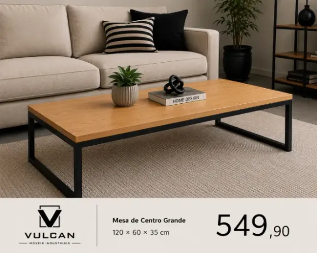 Mesa de Centro Grande 120 × 60 × 35 cm