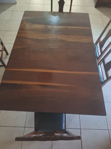 Mesa de jantar com 6 cadeiras rústica antiga retrô