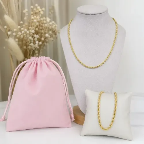 Kit Colar Cordão Baiano 45cm 4mm + Pulseira Feminina Folheado Ouro Corrente Torcida