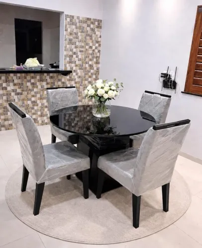 Mesa de jantar redonda 4 cadeiras _ Entregue montada