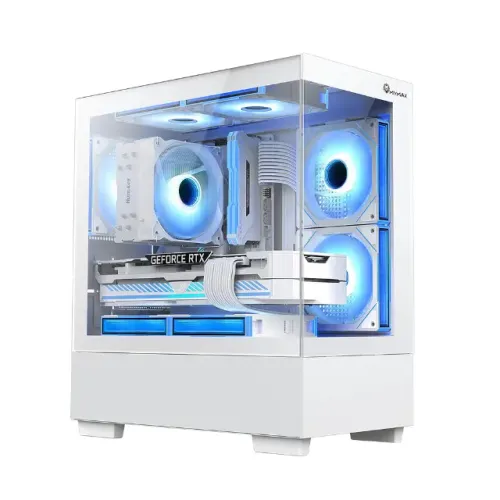 Gabinete Gamer Kyrios Micro Atx 3 Fans Led Branco Mymax Estilo Aquário