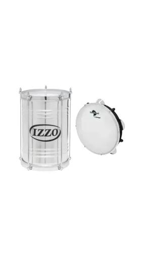 Kit Carnaval- BACURINHA 08 POLx30 CM ALUMINIO ARO CROMADO+ Pandeiro Liverpool Preto 10 Pol