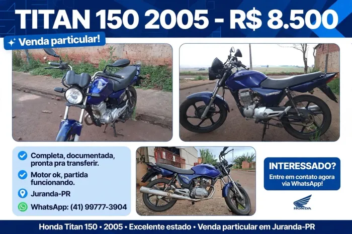 > Honda CG Titan 150 ESD 2005 - Partida Elétrica e Freio a disco