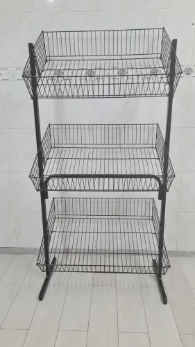 Cesto Aramado Expositor Triplo Estoque Banca de Ofertas Lojas Mercados Hortifruti