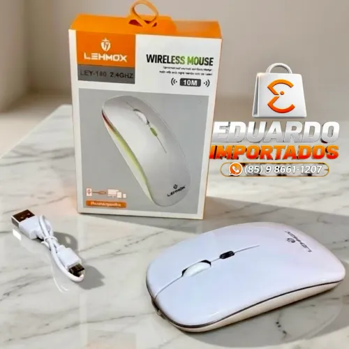 Mouse sem fio Bluetooth e Wireless USB, Recarregável (Alcance 10 Metros)