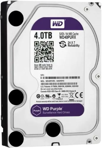 Western Digital HD INTERNO 4TB SATA 6 Gb/s 7200rpm 64mb WD40PURX Ideal para Vigilância