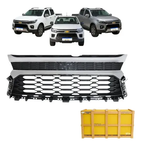 Grade Central Chevrolet S10 2021 22 23 2024 Nova Cromada Preto/cromado Fosco/brilhante