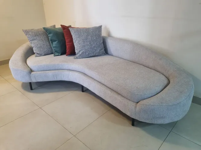 Sofá Curvo Design Moderno - Cinza