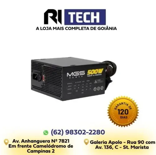 Fonte ATX 500W MGS500W PFC Ativo Bivolt Deskto