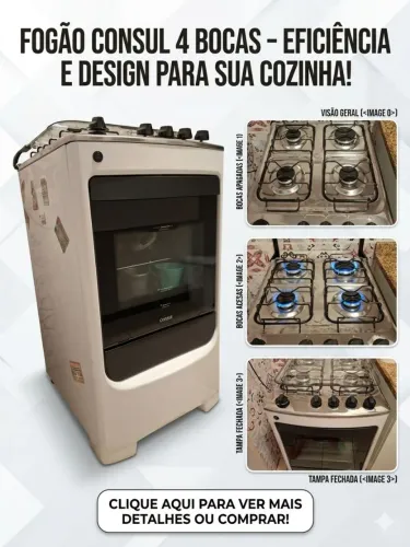 Fogão Consul 4 Bocas Branco com Mesa de Inox (Excelente Estado!)