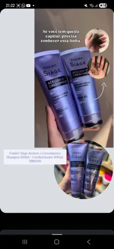 Shampoo+Condicionador Eudora Sìage (Acelera o crescimento capilar)