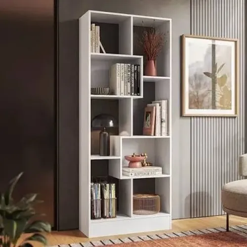 LIVREIRO COM 8 NICHOS QMOVI BRANCO - MONTAGUEM E ENTREGA GRATÍS