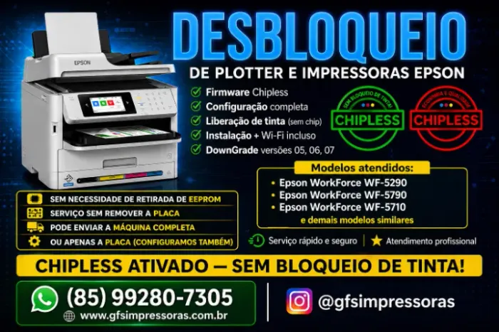 Bloqueio do Firmware Chipless nas Epson WF-C5890/5810/5390/5310
