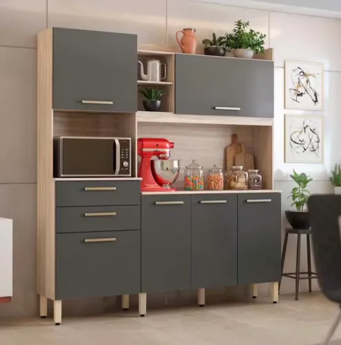 Armário de Cozinha Compacta Demóbile Savoy com 6 Portas, 2 Gavetas e 2 Prateleiras