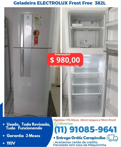 Geladeira $ 980,00 ELECTROLUX Frost Free, Entrega Grátis carapicuiba