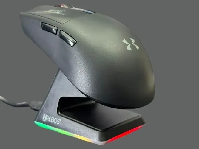 Mouse Gamer Sem Fio Hrebos Osiris 8000 DPI com Base de Carga - Novo