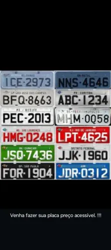 Placa de carro qualquer modelo