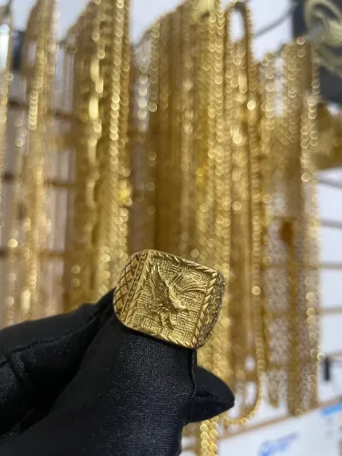 Anel Masculino Moeda Antiga Banhado A Ouro