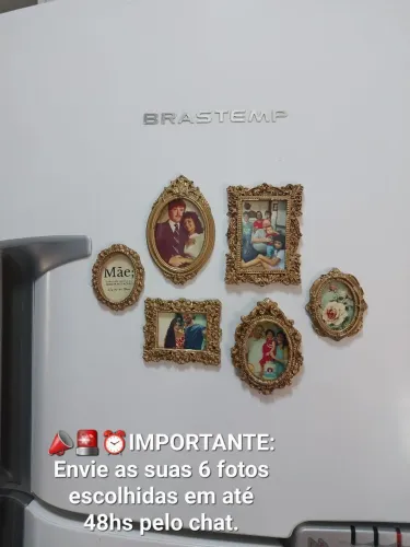 Kit 6 Imãs de Geladeira Moldura Retrô Vintage Ouro Envelhecido - Personalizado Magnético 