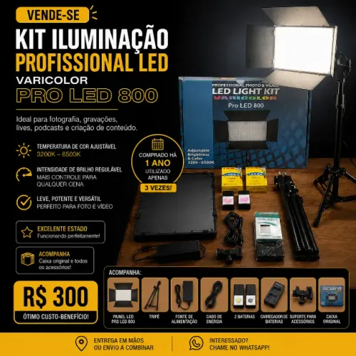 Kit Iluminação Profissional LED Varicolor Pro LED 800