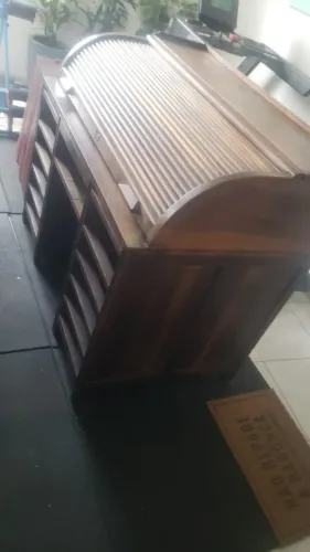 Escrivaninha antiga de rolo em madeira maciça - c. 1930 - funcional