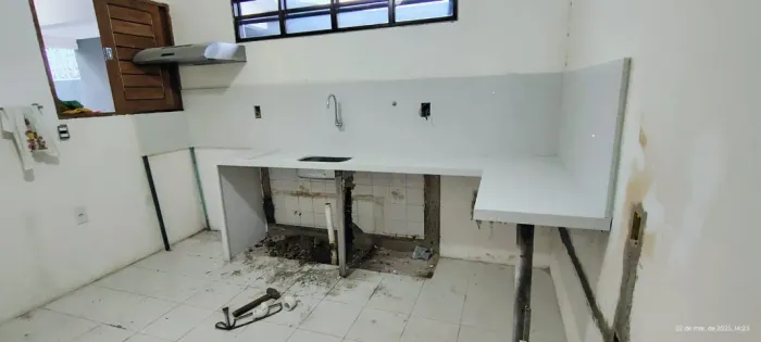 Bancada de cozinha quartzo branco 