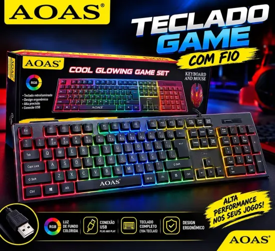 Teclado Game Com Fio - Entrega Grátis
