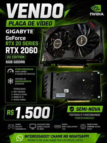 Placa de Vídeo RTX 2060 6GB DDR6