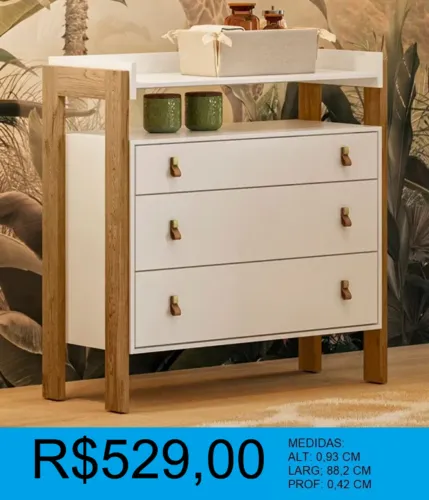 Cômoda infantil design retro - parcelamos sem juros