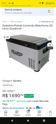 Vendo geladeira 12/24/110/220 v