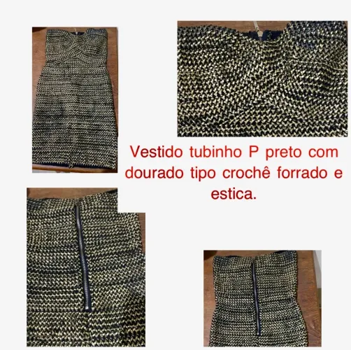 Vestido dourado com preto P tipo crochê
