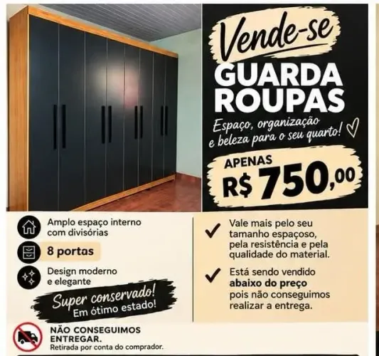 Vendo Guarda Roupas de Casal