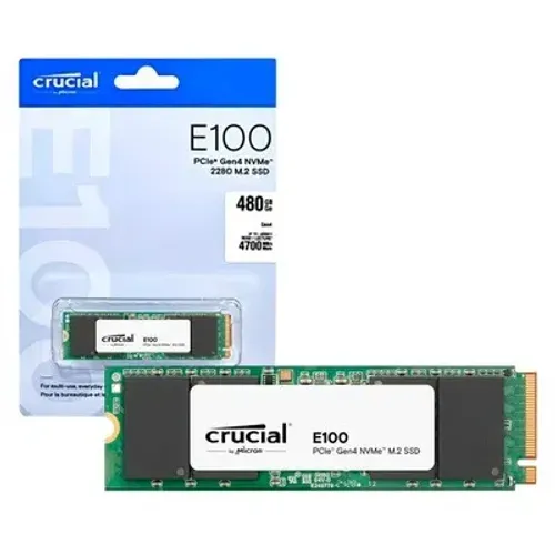Ssd 480gb Crucial E100 nvme - L: 4700MB/s, G: 2500MB/s Novo e lacrado - 480 gb