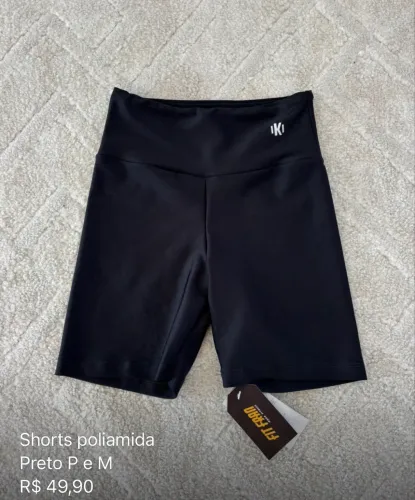 Shorts Fitness Poliamida Feminino Academia Canelado/Liso - Novo P e M
