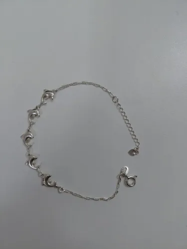 Pulseira/Tornozeleira de prata 925 com pingentes de golfinhos