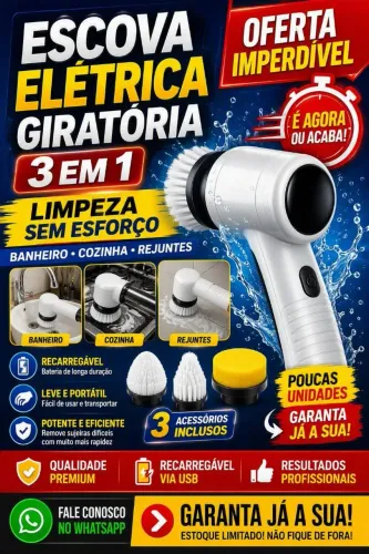 Escova elétrica giratória para limpeza