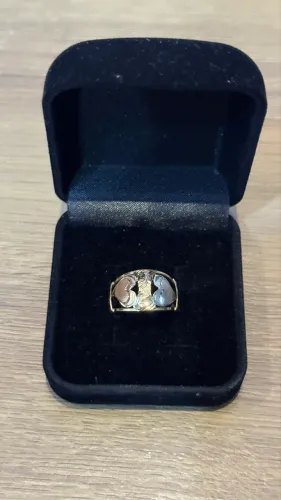 Anel de coração tricolor/ouro 18k