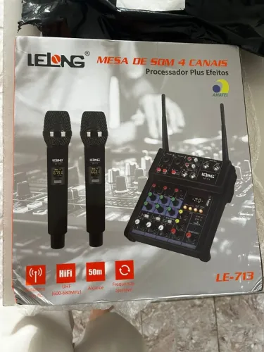 Kit Home Studio Profissional Mesa 4 Canais + 2 Microfones LELONG LE-713