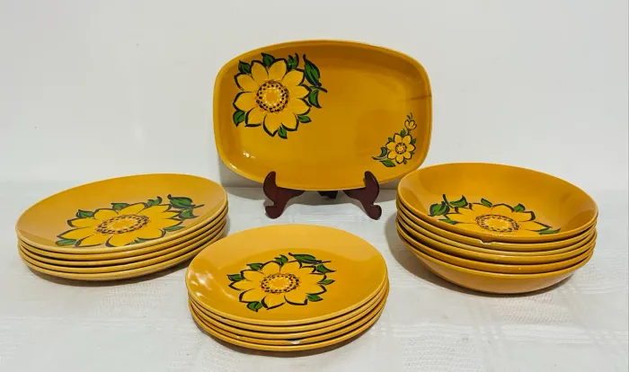 Lote Louça Vintage Porto Ferreira Girassol Stoneware 17 Peças