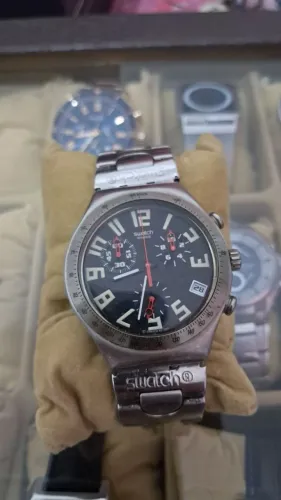 relógio swatch irony chrono masculino aço inox - swiss made