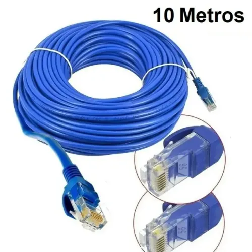 Cabo de Rede Azul RJ45 CAT5 100Mbps Pronto para Uso tamanho:10m