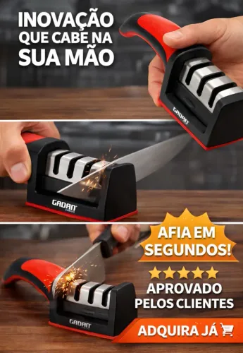 Afiador Amolador De Facas Tesouras Profissional 3 Em 1 Portátil