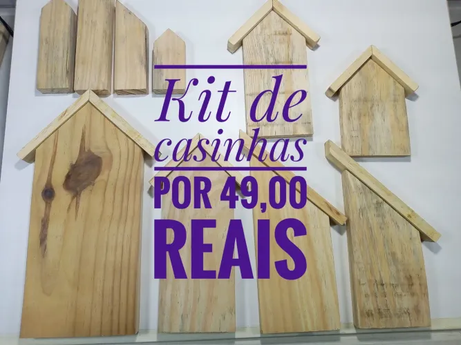 Kit de casinhas de madeira