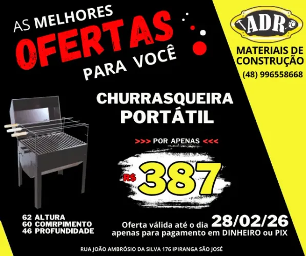 Churrasqueira Grande C/ Grelha e Espetos Inox 