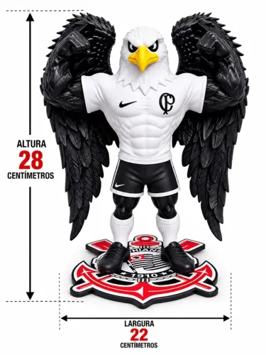 Mascote Do Corinthians Gavião Fiel Em 3d + Chaveiro Grátis