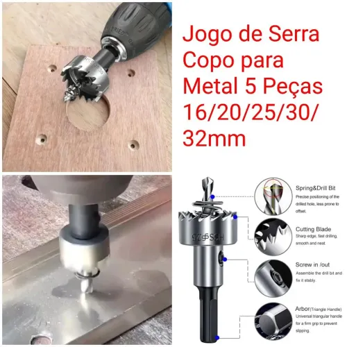 Jogo de Serra Copo para Metal 5 Peças 16/20/25/30/32mm
