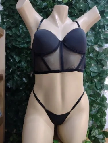 Conjunto de Lingerie com Tule- P ao GG