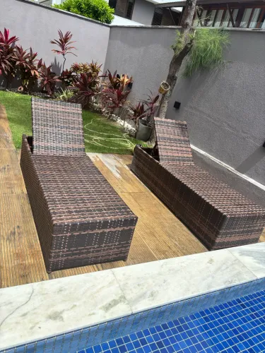 02  cadeiras móveis Espreguiçadeiras de piscina em vime